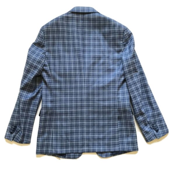 NWOT IKE Behar Gingham Sport Coat Jacket Mens 38 R Blue Buffalo Check Wool NEW - Picture 11 of 14